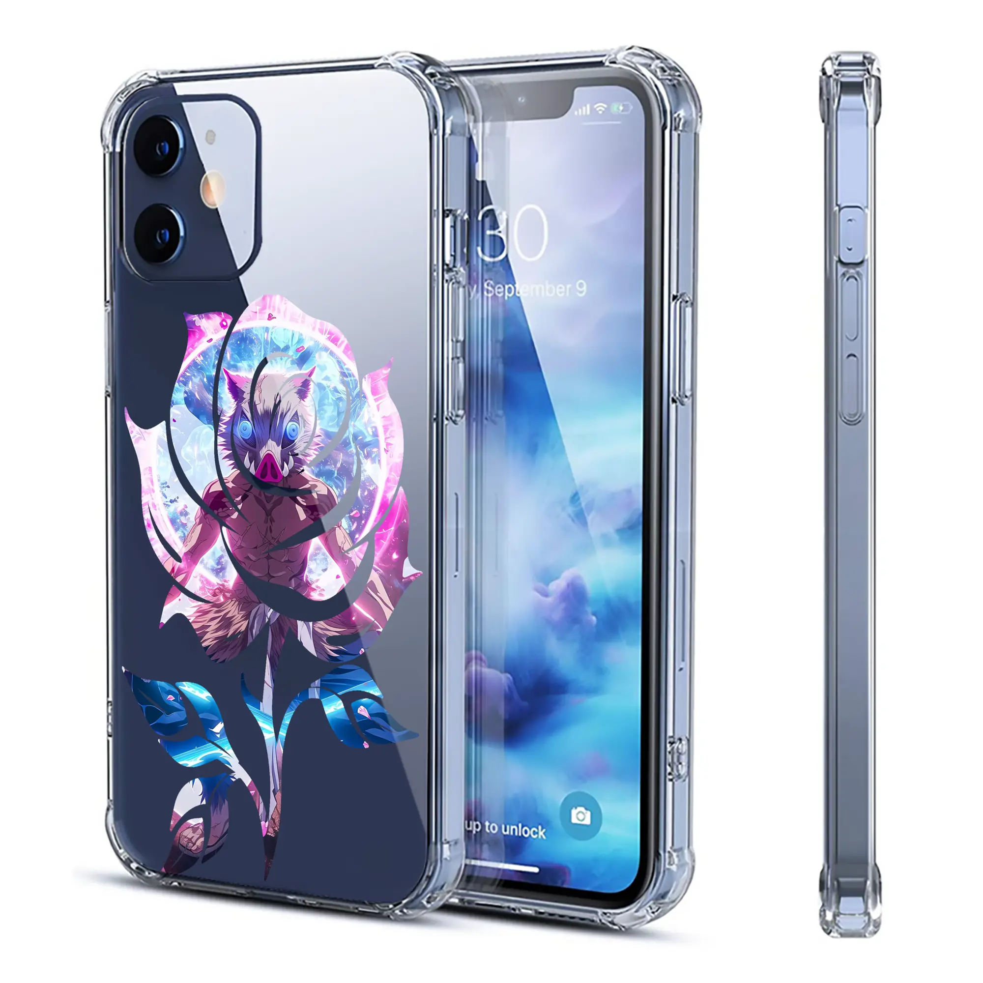 鬼滅の刃 グッズ,嘴平 伊之助 - IPhone 12シリーズ対応 ・ 透明スマホケース ・ クリアソフトケース ・ TPU素材 ・ 耐衝撃 ・ 高密着 ・ 防汚 防指紋 ・ 簡単着脱